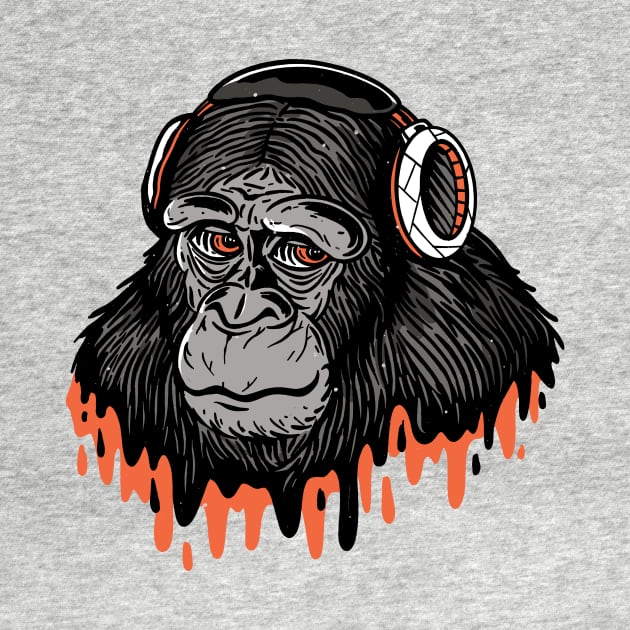 Cool Cartoon Gorilla with Headphones and Drip by SLAG_Creative